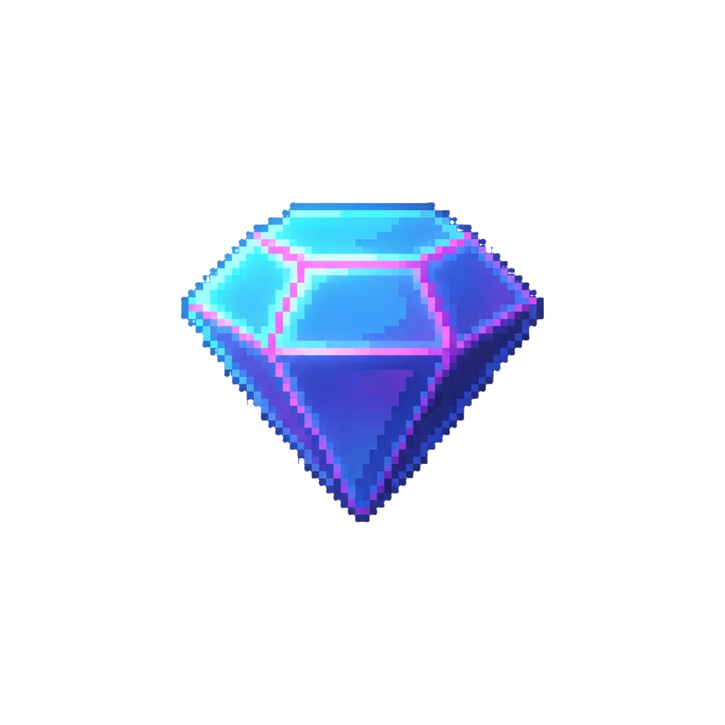 A Glowing Neon Diamond