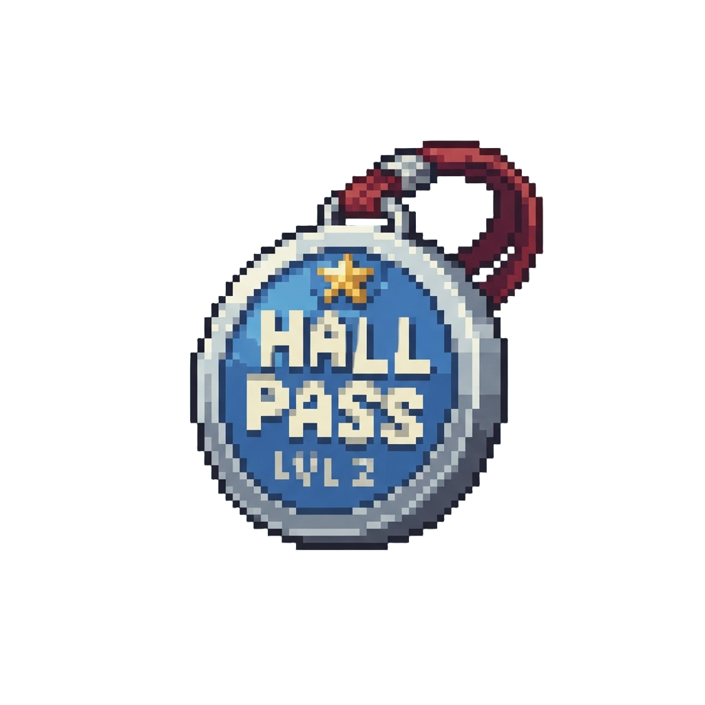 A Metal Hall Pass Badge