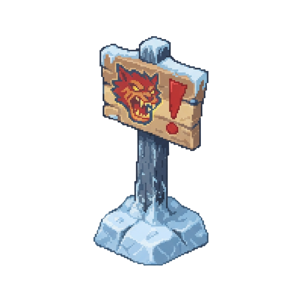 A Icy Monster Warning Marker