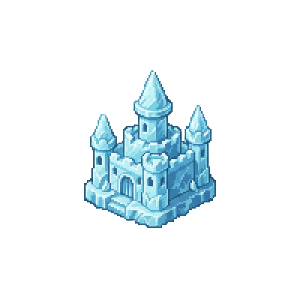 A Detailed Ice Castle Carving