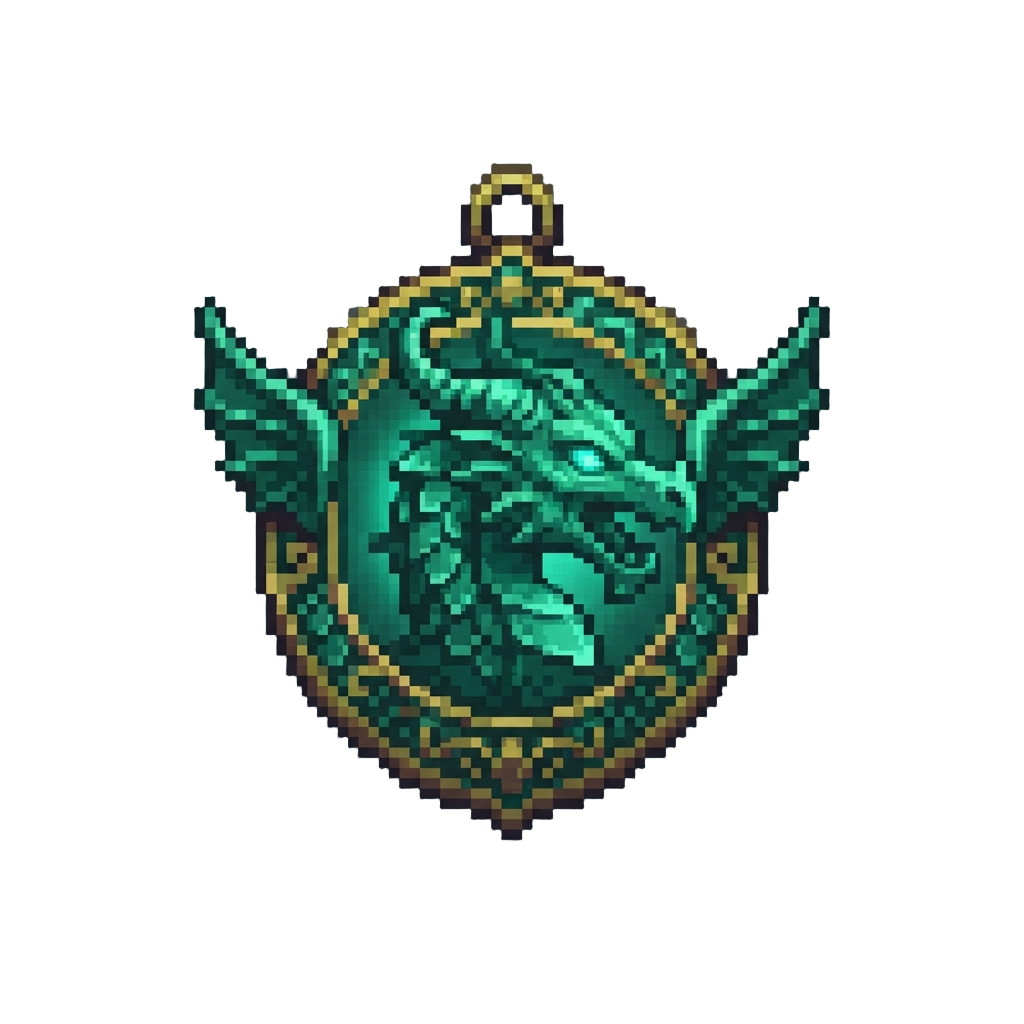 A Glowing Emerald Dragon Crest