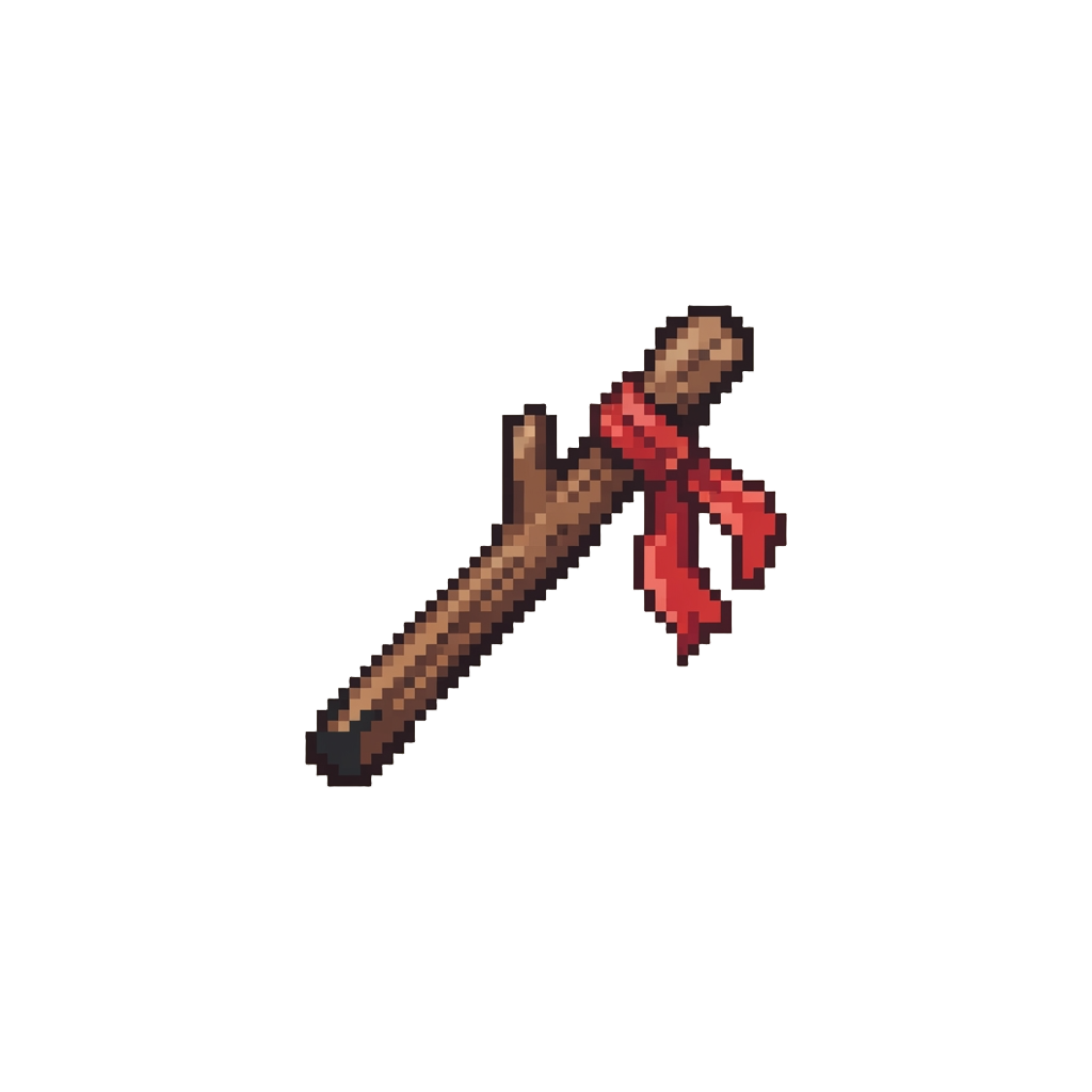 A Campfire Stick with Ribbon