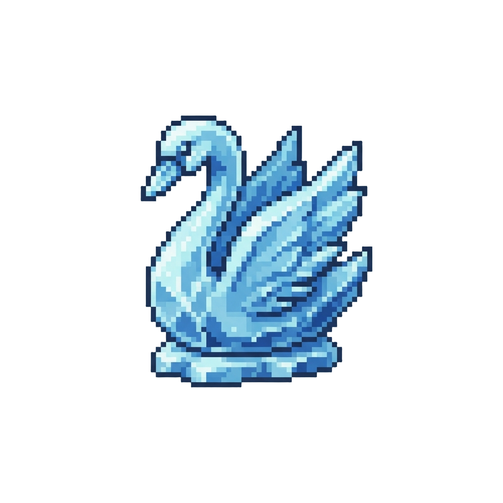 A Majestic Ice Swan Sculpture