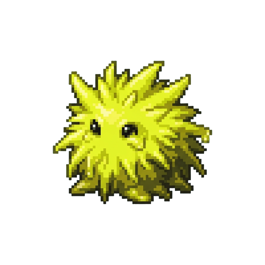 A Neon Yellow Gooey Hairball Monster