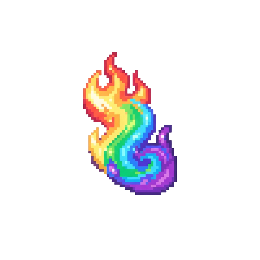 Cascading Liquid Rainbow Fire Pulsating to a Celestial Harmony