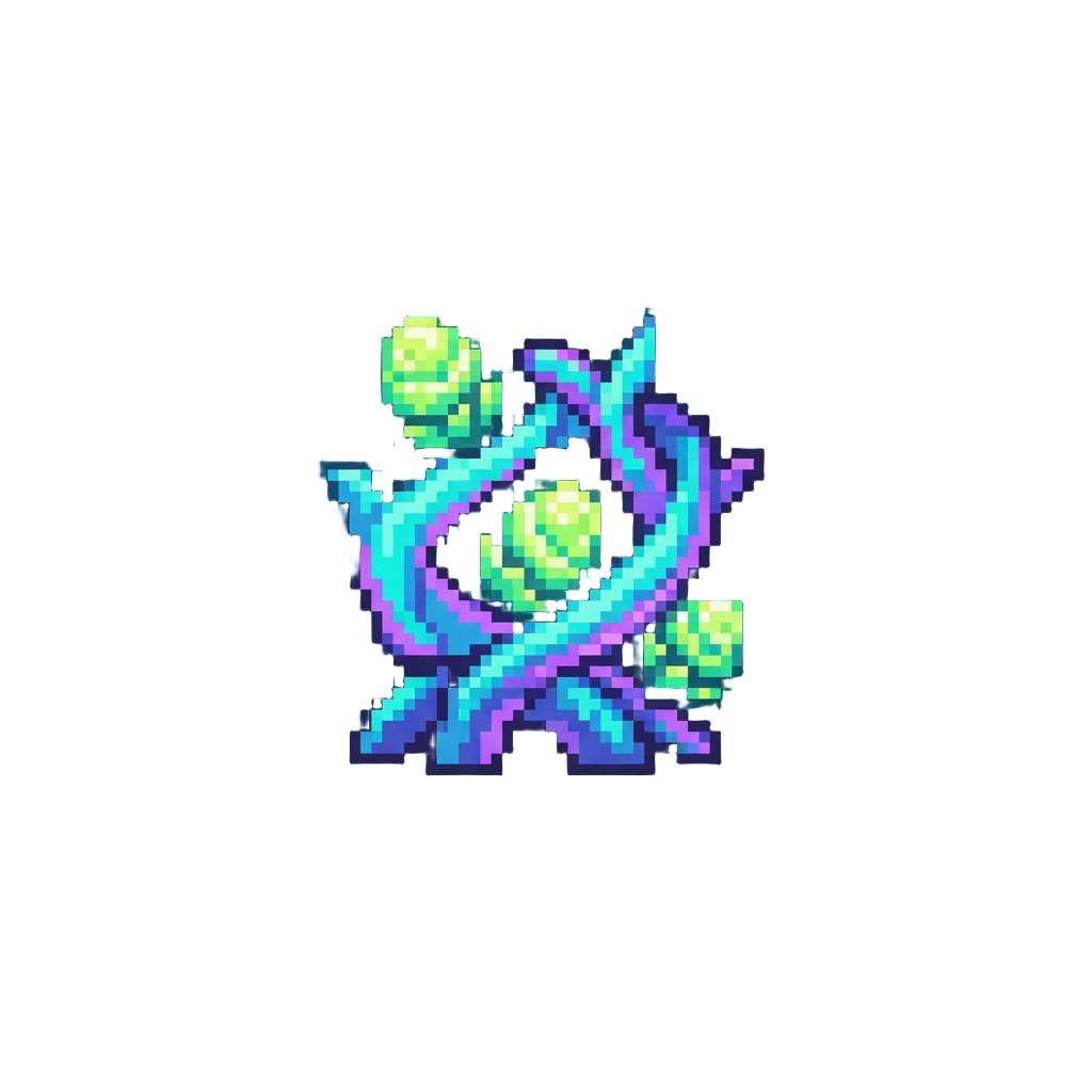Pulsating Neon Vines Sprouting Candy-textured Bioluminescent Buds