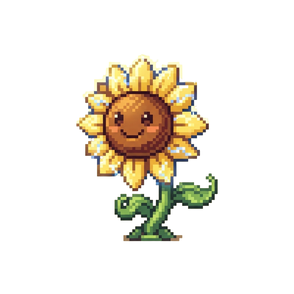 Smiling Cartoon Sunflowers with Vibrating Electric Aura Petals