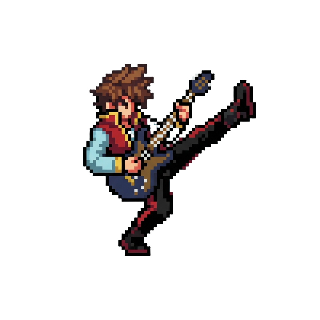 A High Kick Transitioning Into an Air-guitar Strum