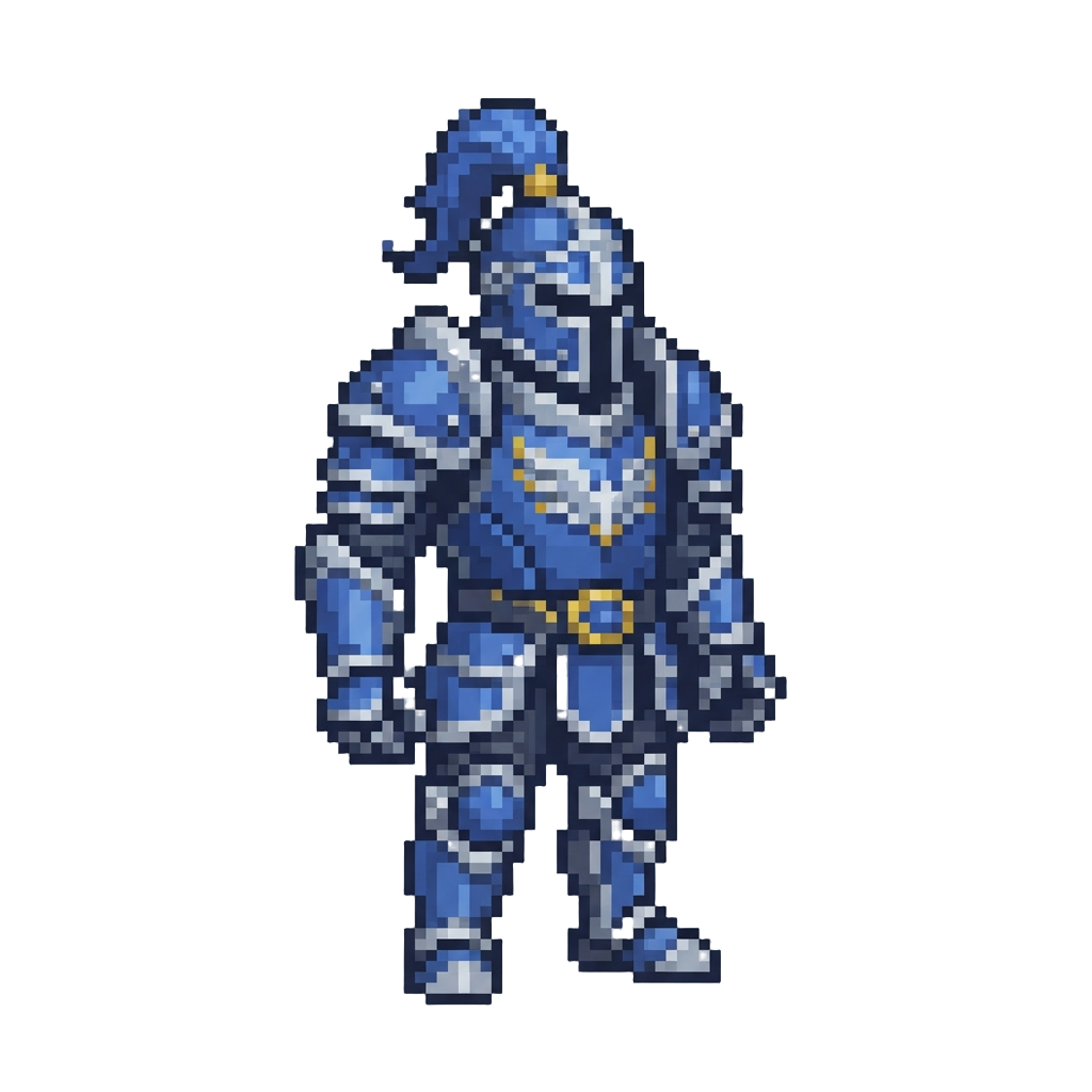 A Radiant Cobalt and Silver Paladin Armor