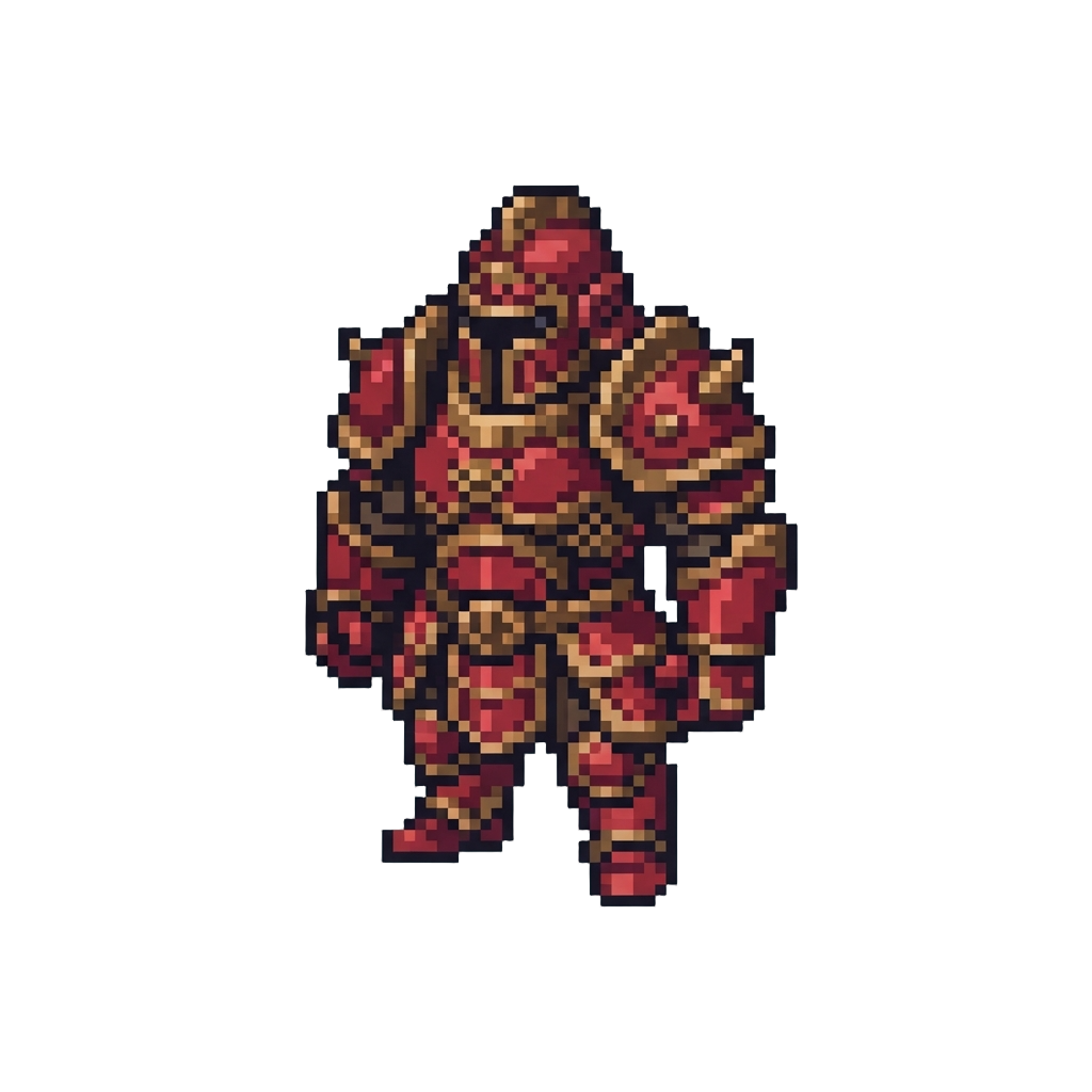 A Formidable Crimson and Bronze Heavy Battle Armor
