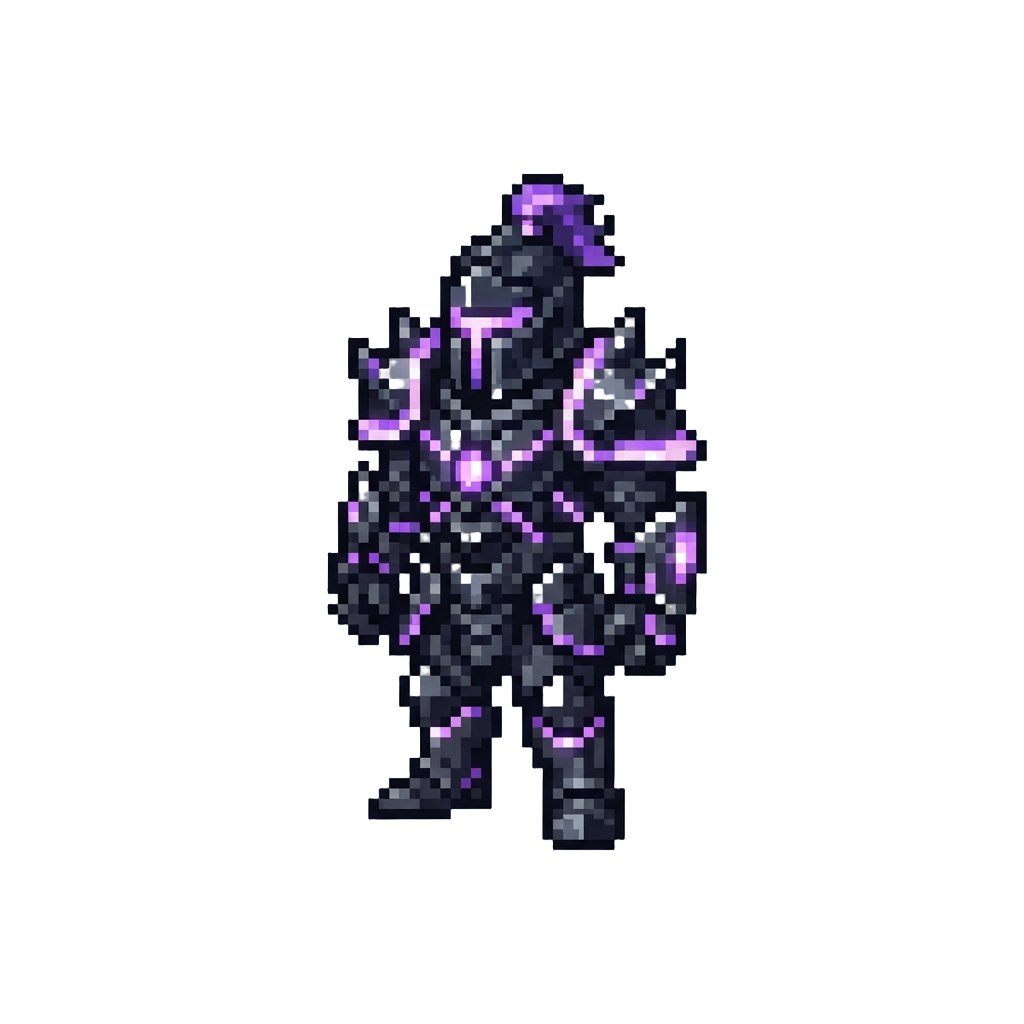 A Glowing Hyper-tech Obsidian and Neon Violet Armor