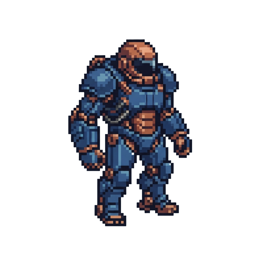 A Deep Blue and Copper Heavy-duty Exosuit