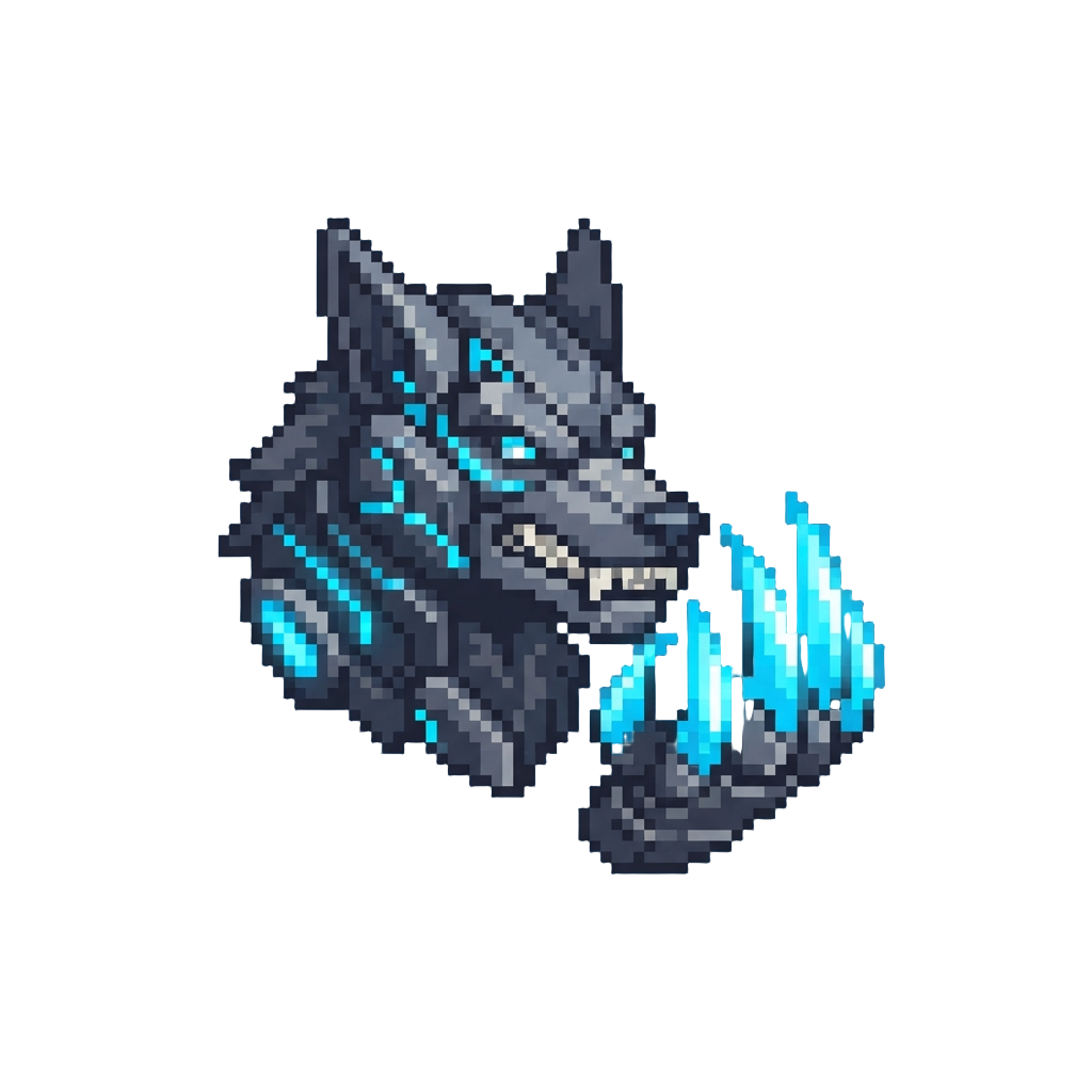 A Cyber Werewolf with Glowing Neon Claws