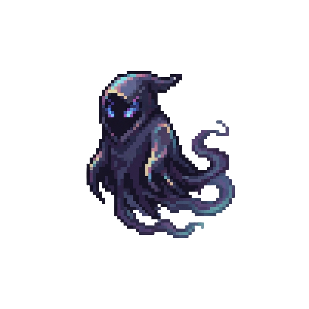 A Shadowy Iridescent Wraith with Trailing Smoke Wisps