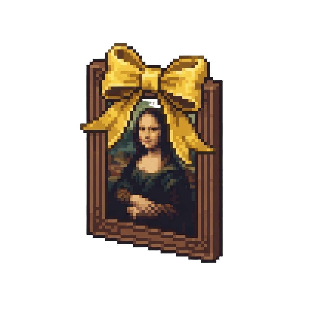 Gifting the Mona Lisa a Giant Golden Bow