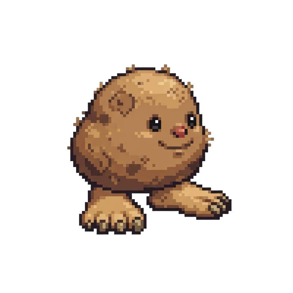 A Fuzzy Potato Monster with Giant Feet