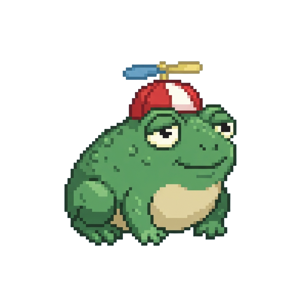A Derpy Toad Wearing a Tiny Propeller Hat