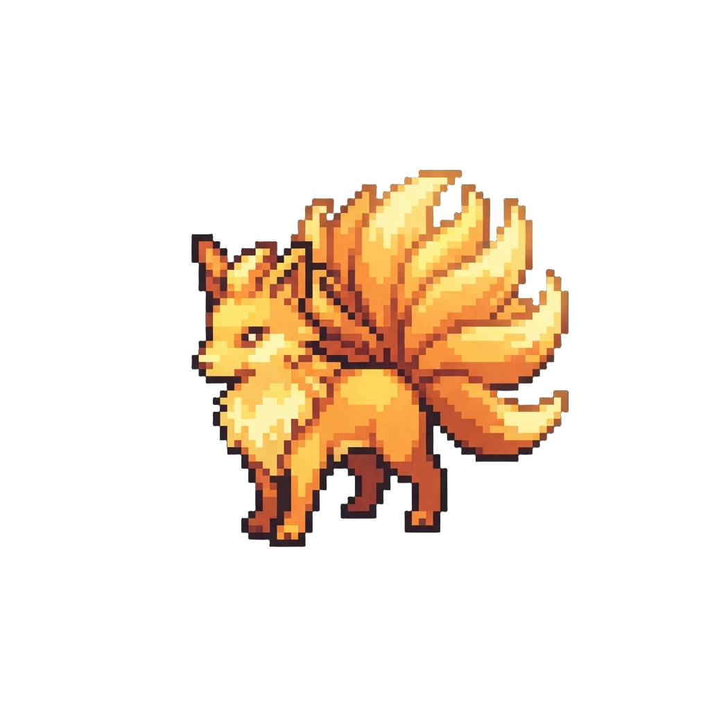 A Radiant Solar Fox with Nine Tails