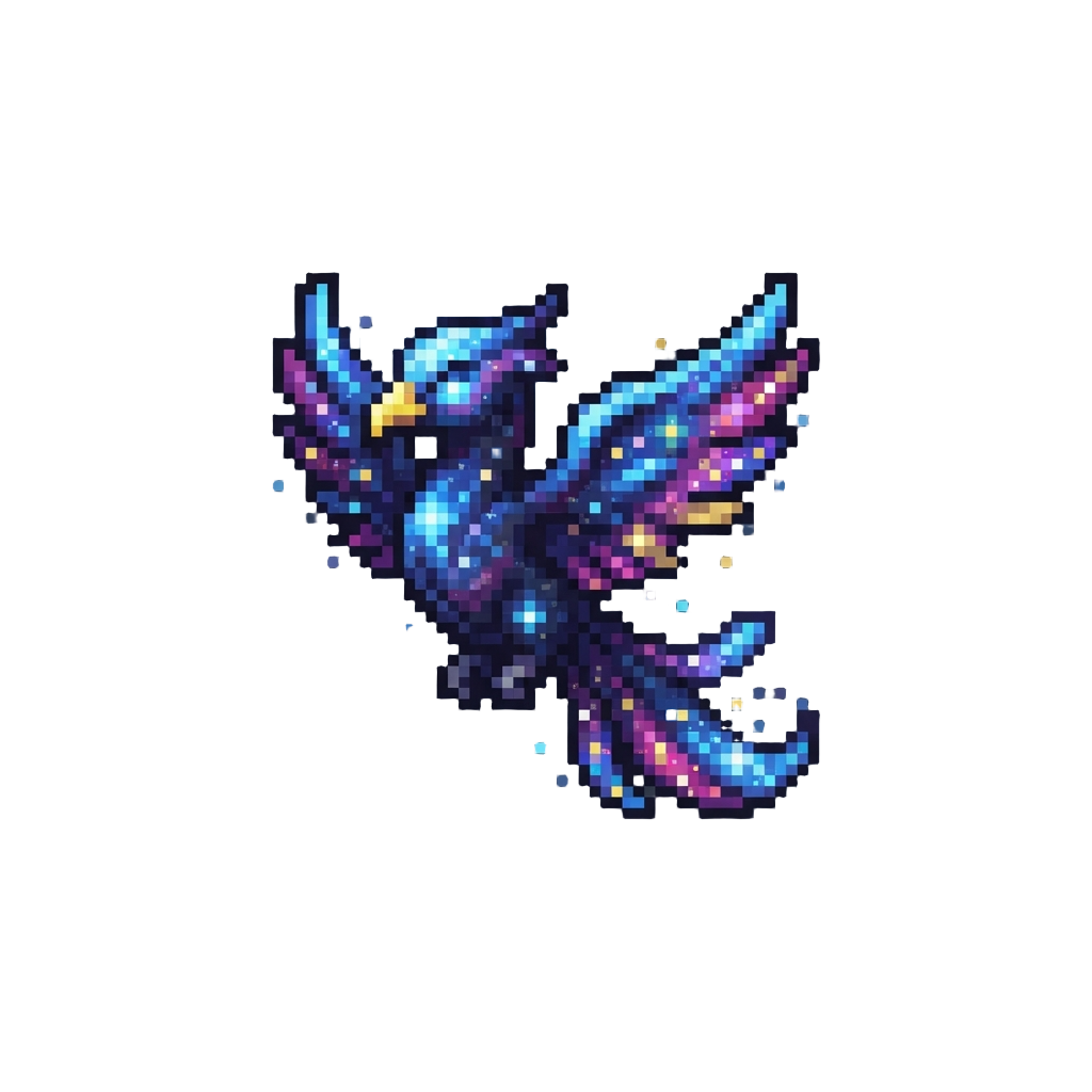 A Glowing Galaxy Phoenix with Starry Feathers
