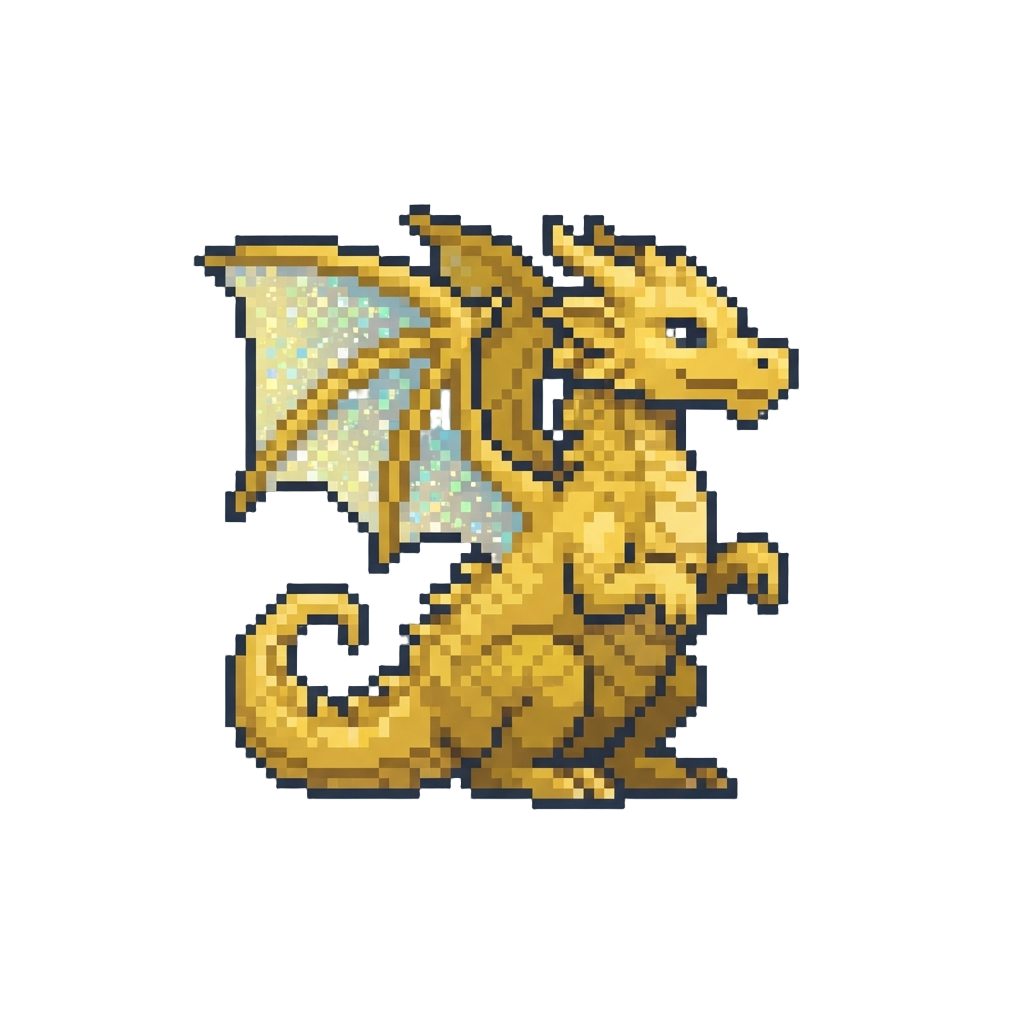A Tiny Golden Dragon with Glittery Wings
