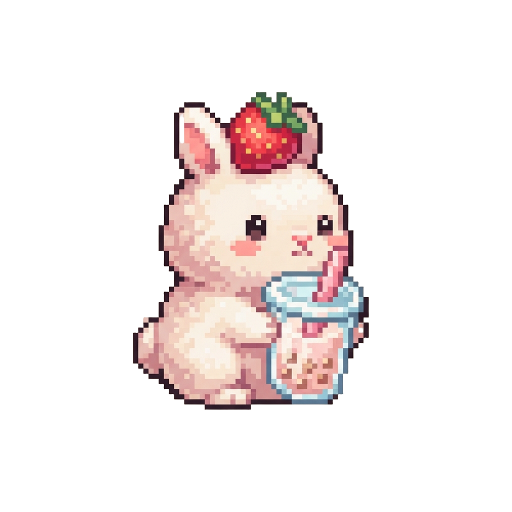 A Fluffy Strawberry Boba Bunny