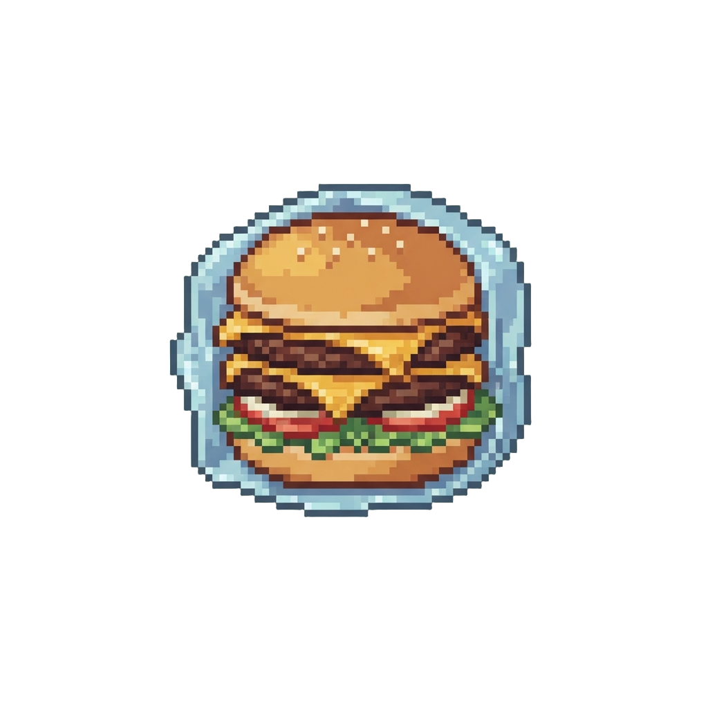 A Loaded Double Cheeseburger in Glossy Wrapping