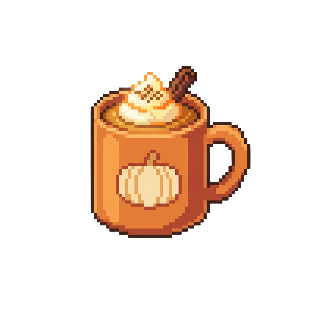 A Single Floating Glowing Pumpkin Spice Latte Mug