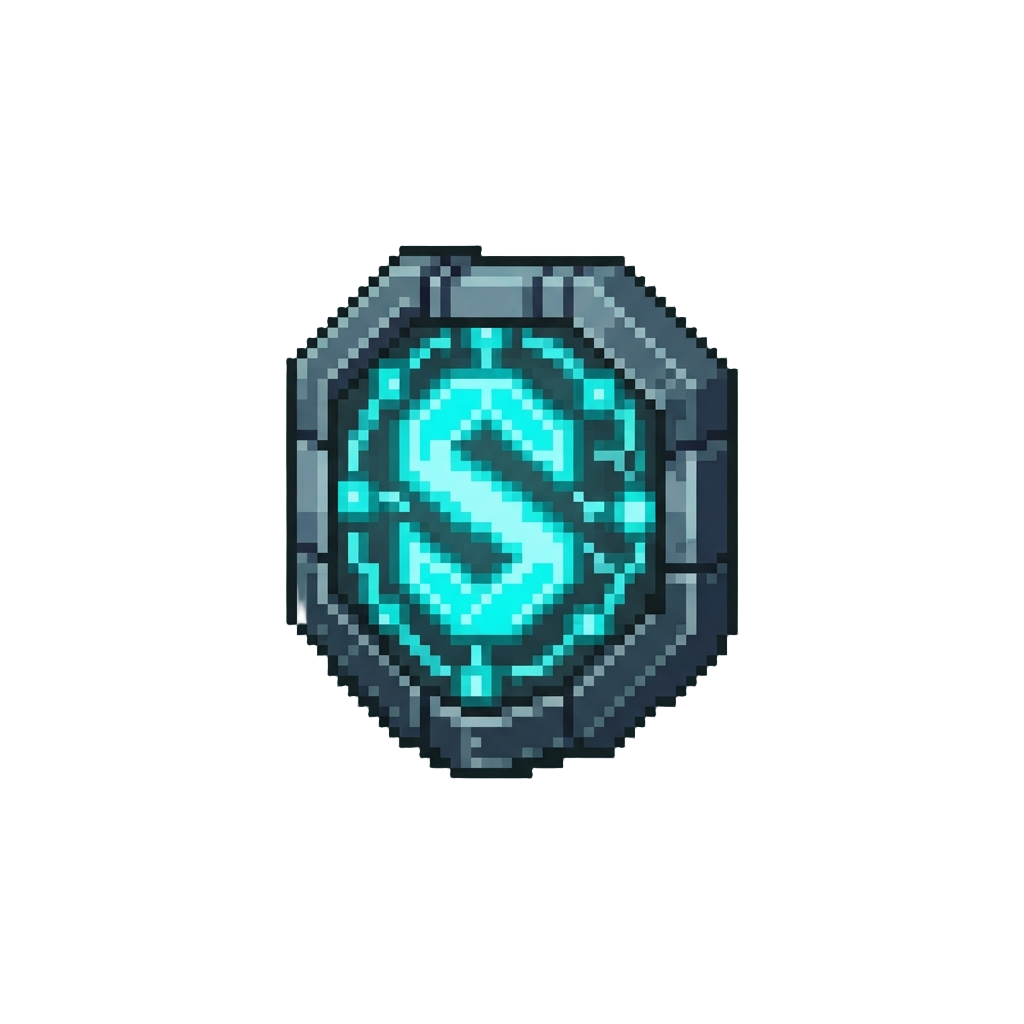 A Neon Cyan Electro Chest Emblem