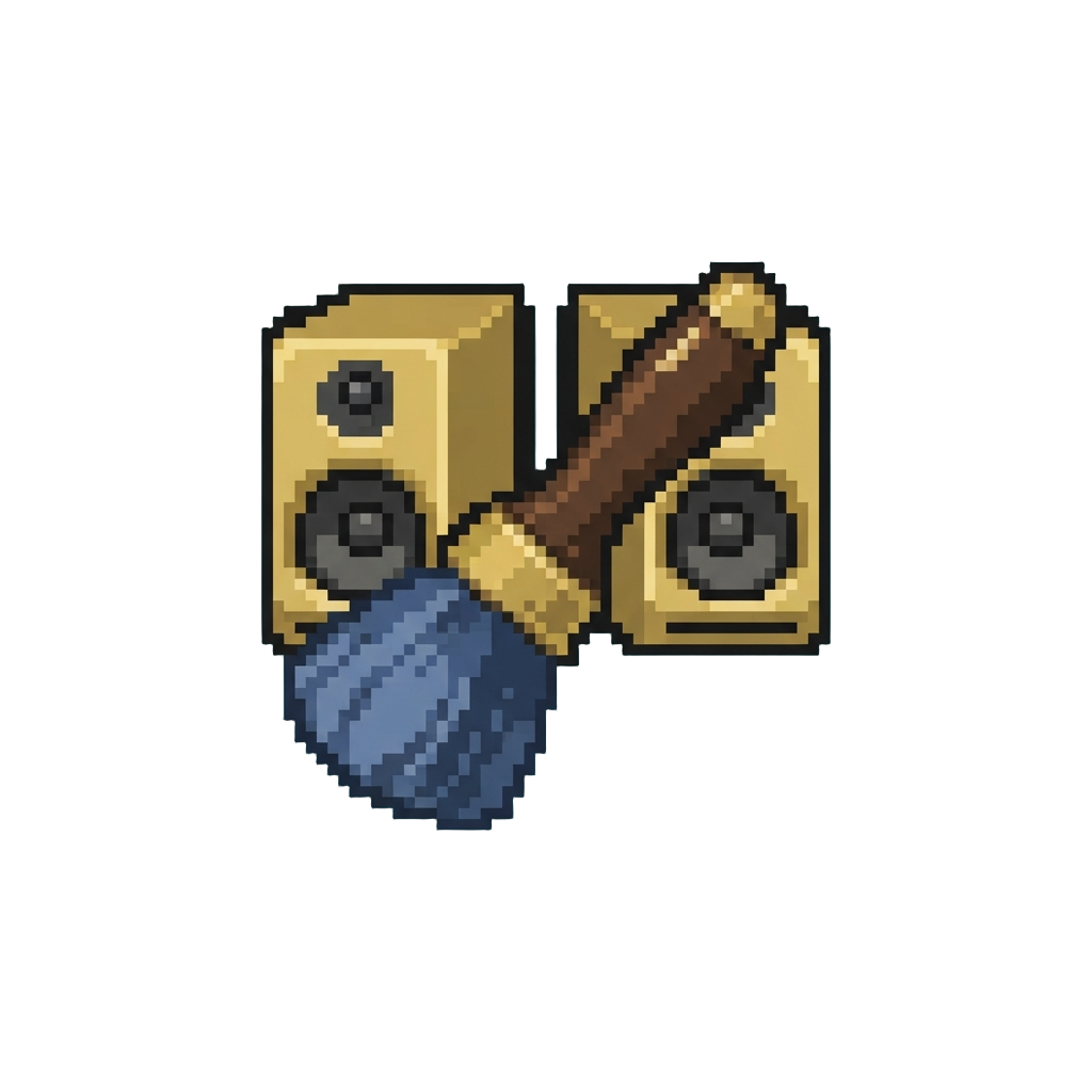 A Suave Shoulder-brush in Front of Golden Studio Monitors
