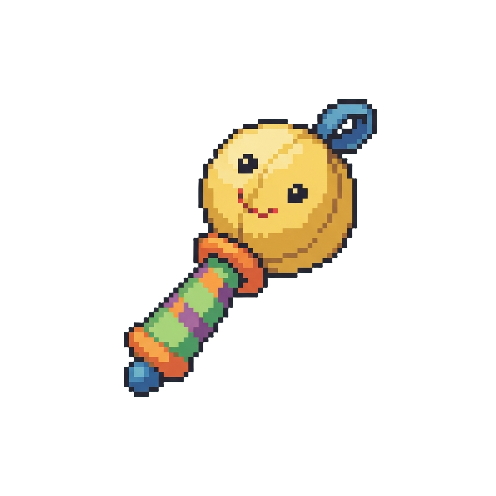 A Brightly Colored Plush Rattle Toy
