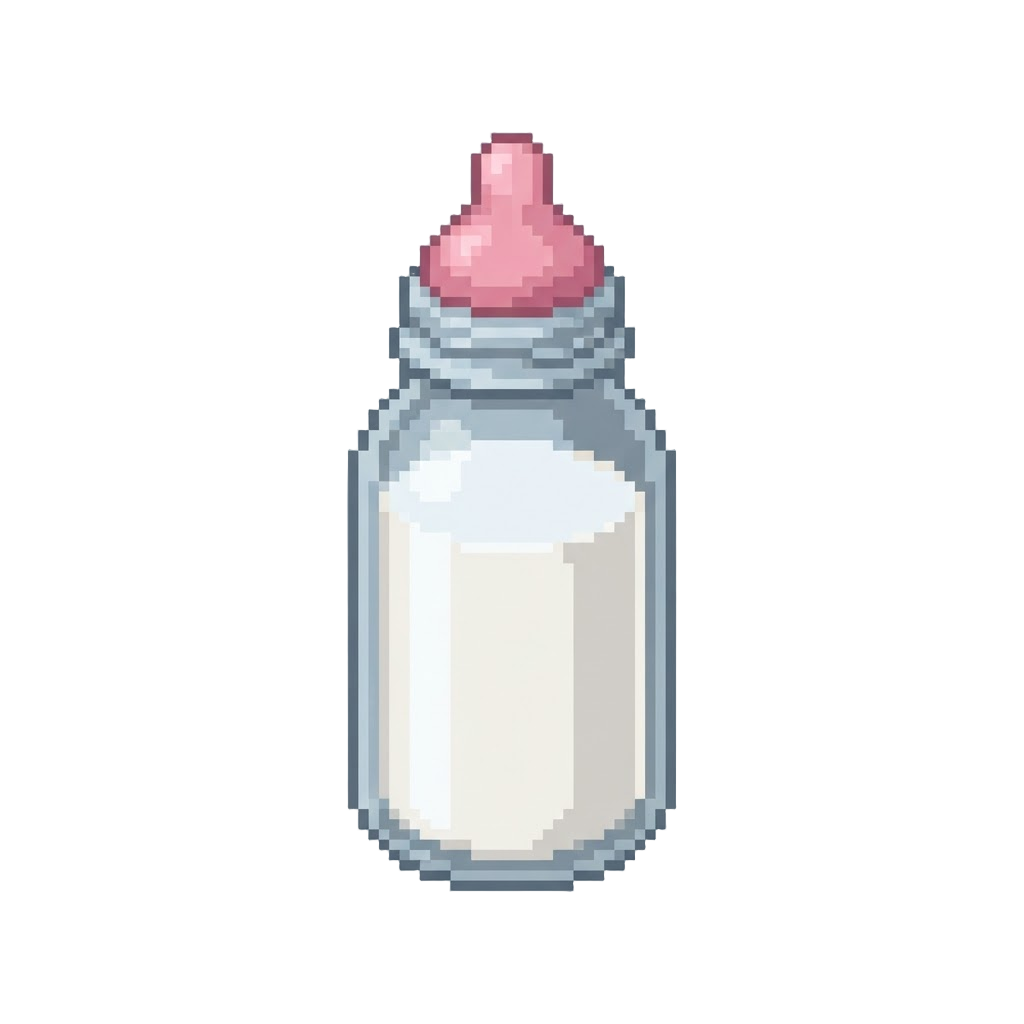 A Classic Glass Milk Bottle with a Pink Nipple