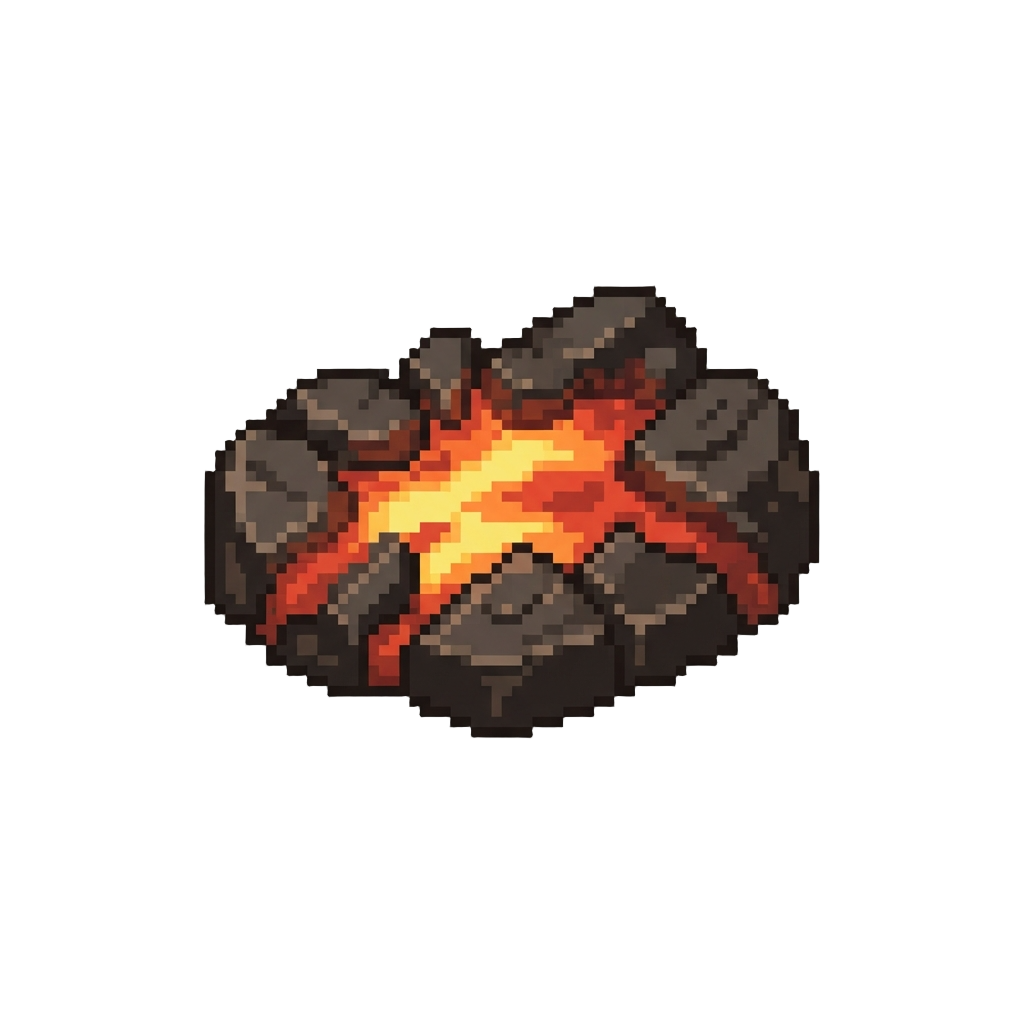 A Glowing Molten Slag Ground Fracture