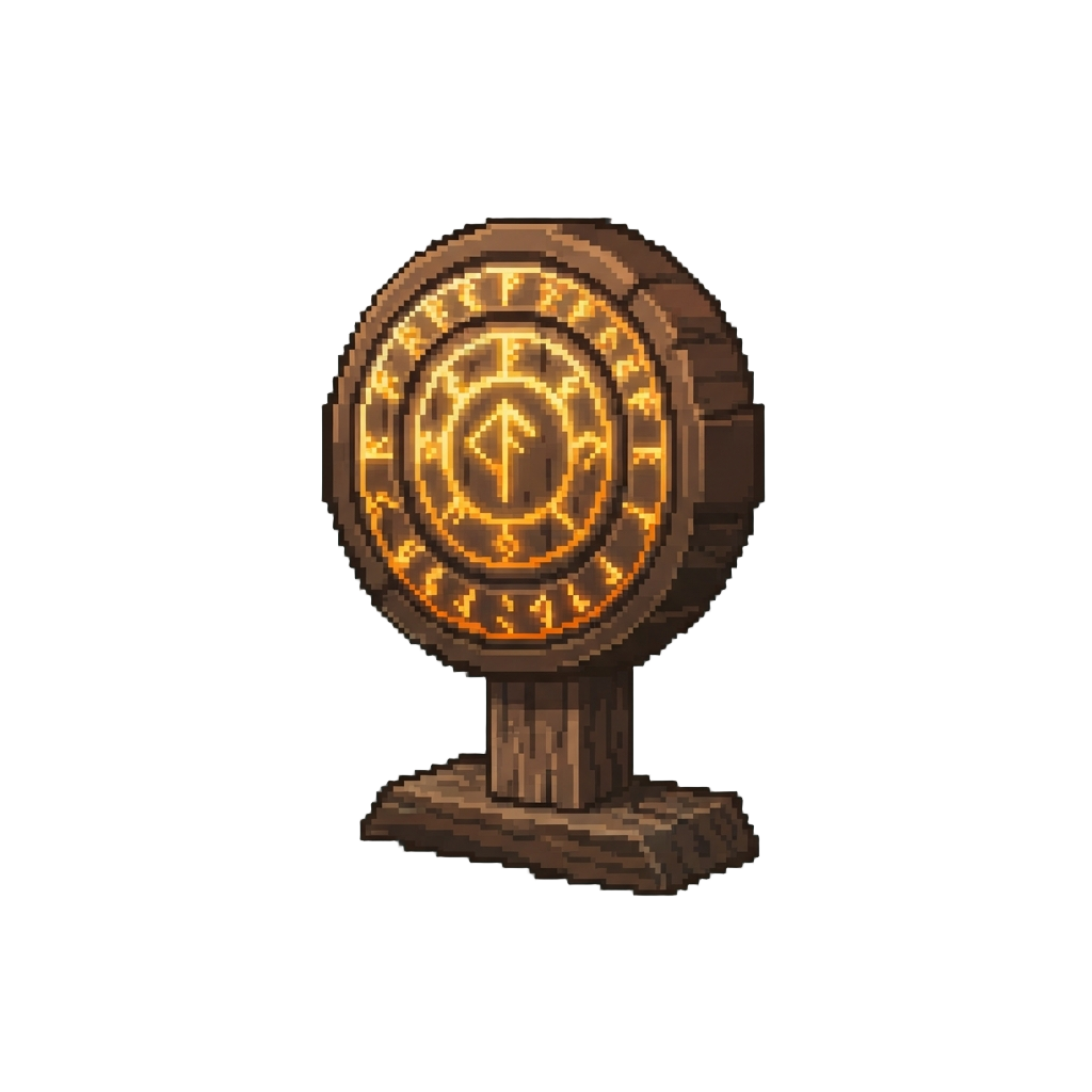 A Glowing Runic Wooden Target