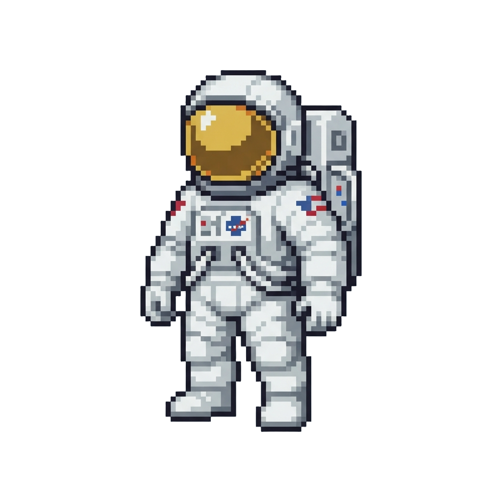 A Puffy White Astronaut Spacesuit with a Gold Visor