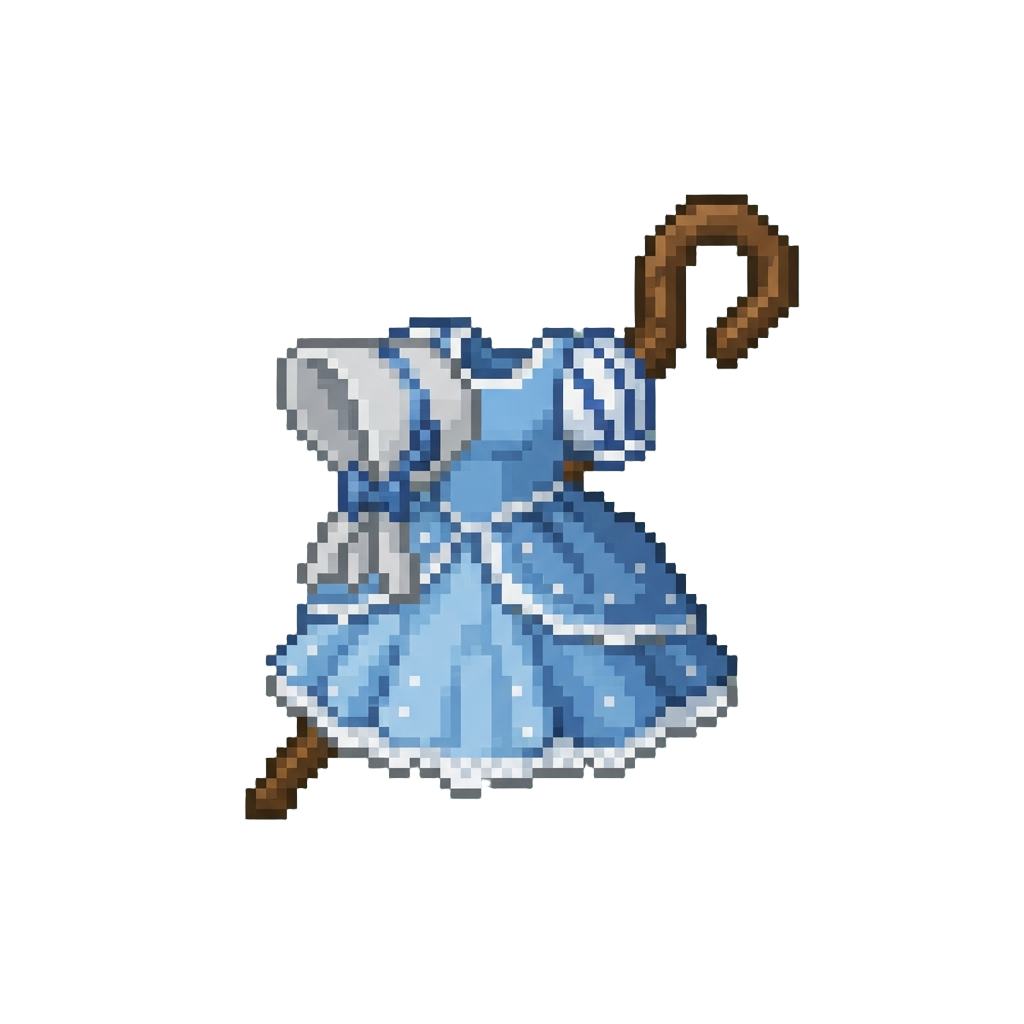 A Little Bo Peep Dress with a Curved Shepherd Crook