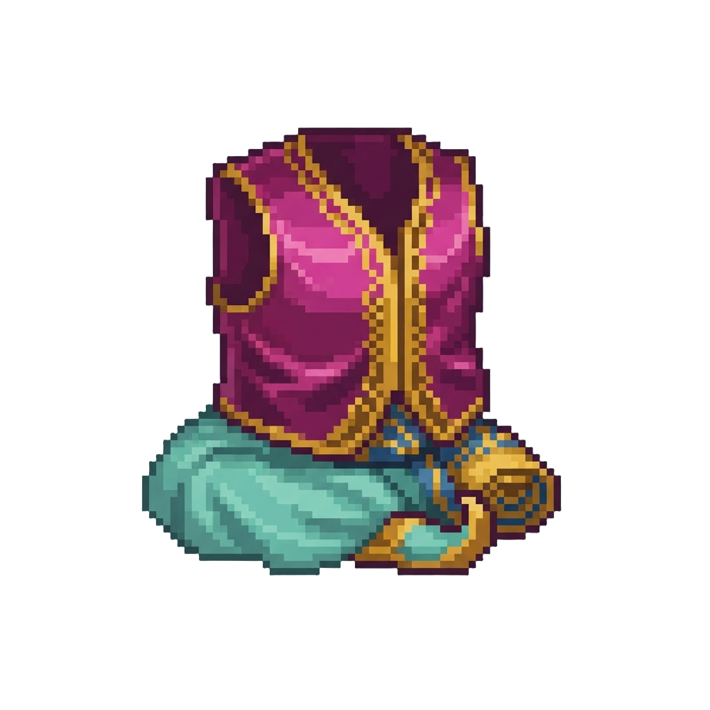 A Mystical Genie Outfit with Shiny Satin Vest