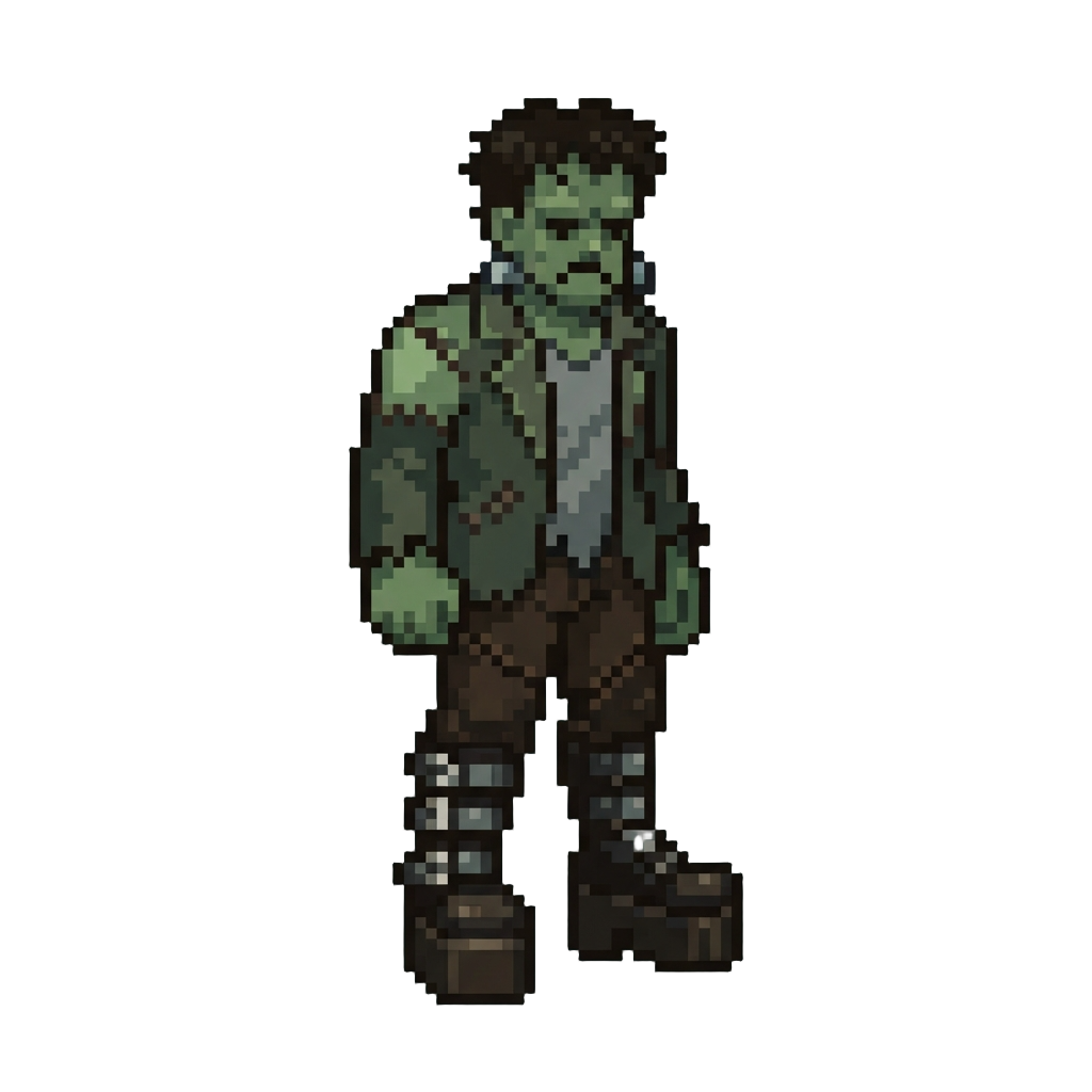 A Frankenstein Monster Suit with Tall Platform Boots