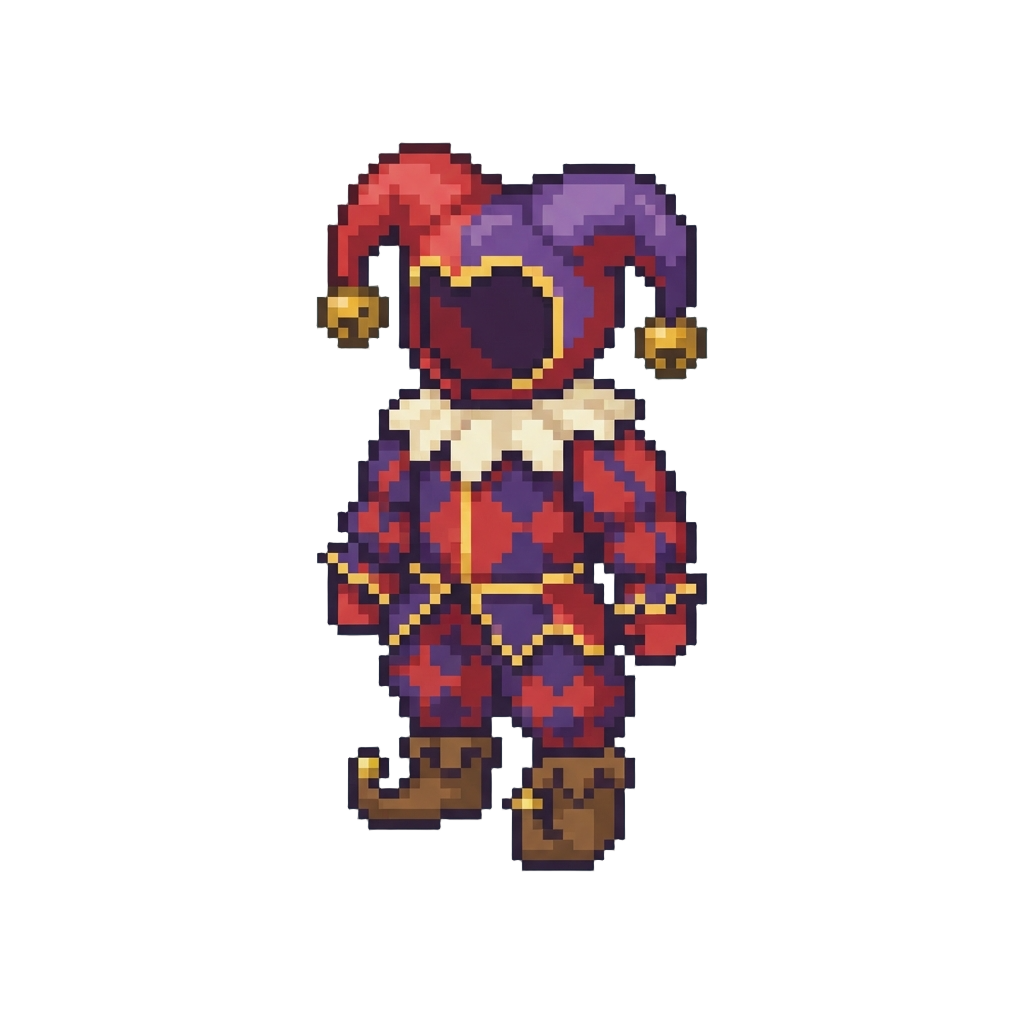 A Colorful Jester Suit with Bell-tipped Hat