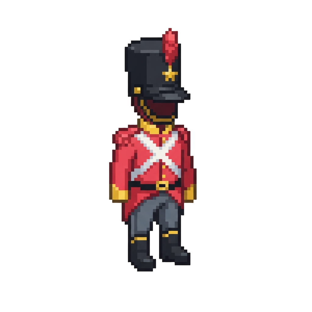 A Crisp Red Toy Soldier Uniform with a Tall Shako Hat