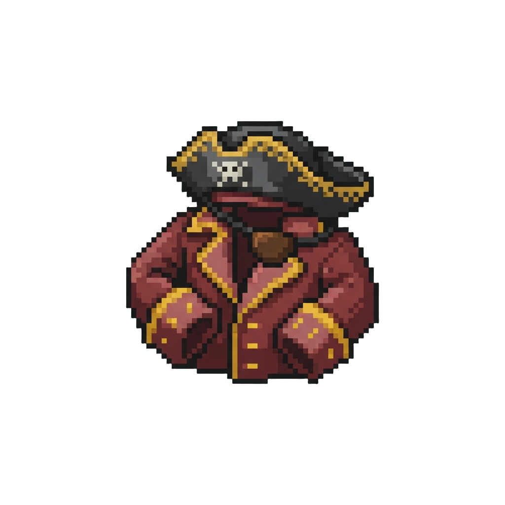 A Pirate Captain Coat with an Eyepatch and Tricorn Hat
