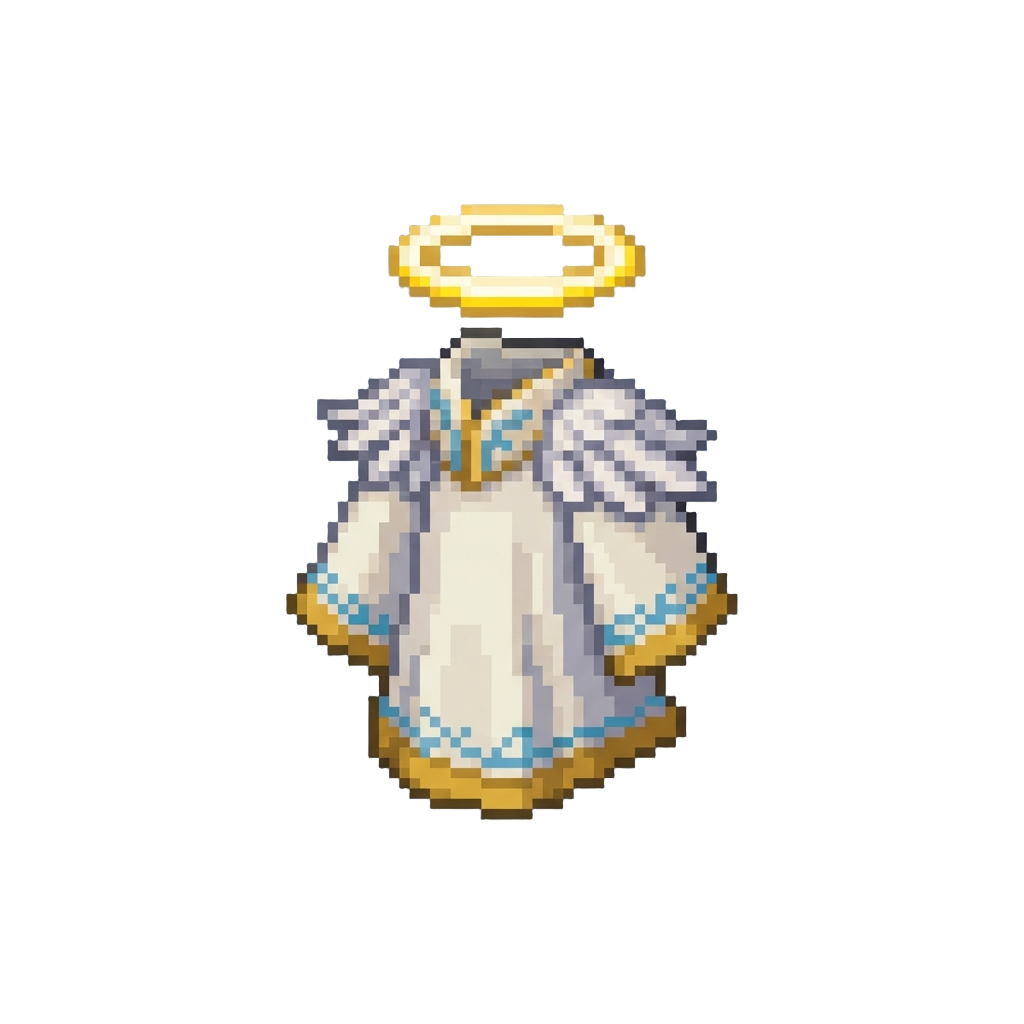 A Feather-adorned Angel Robe with a Halo