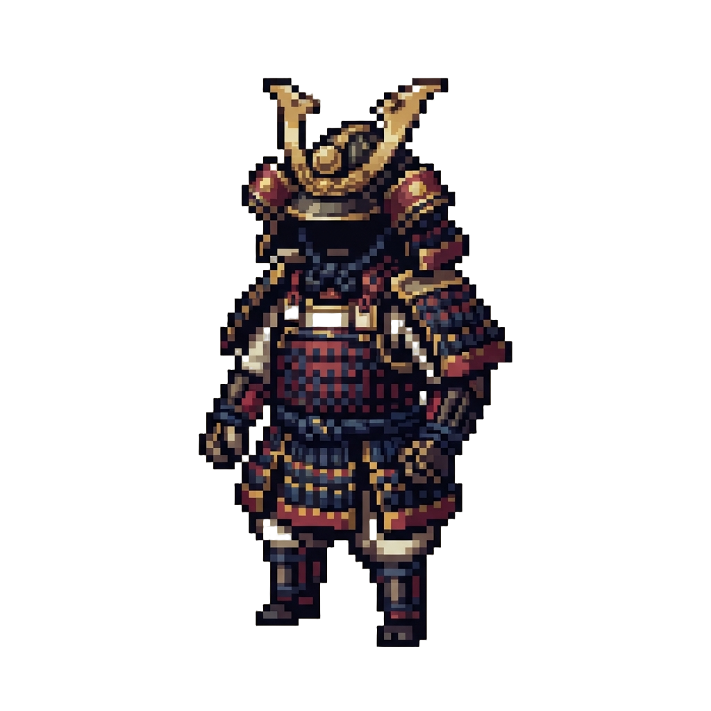 An Ornate Samurai Armor Suit with a Decorative Helmet