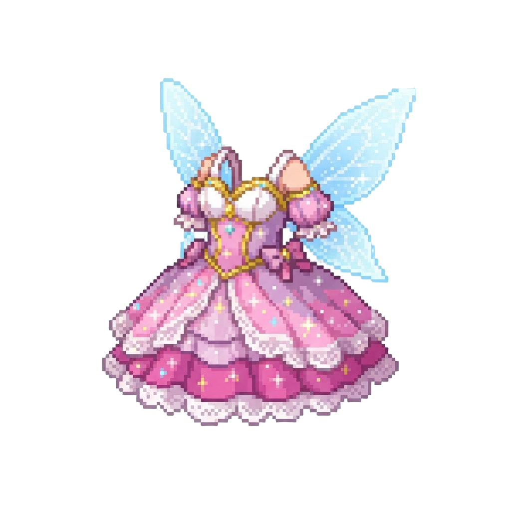 A Sparkling Fairy Princess Dress with Delicate Wings