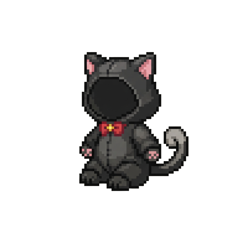 A Cute Black Cat Costume with Pointed Ears and a Tail
