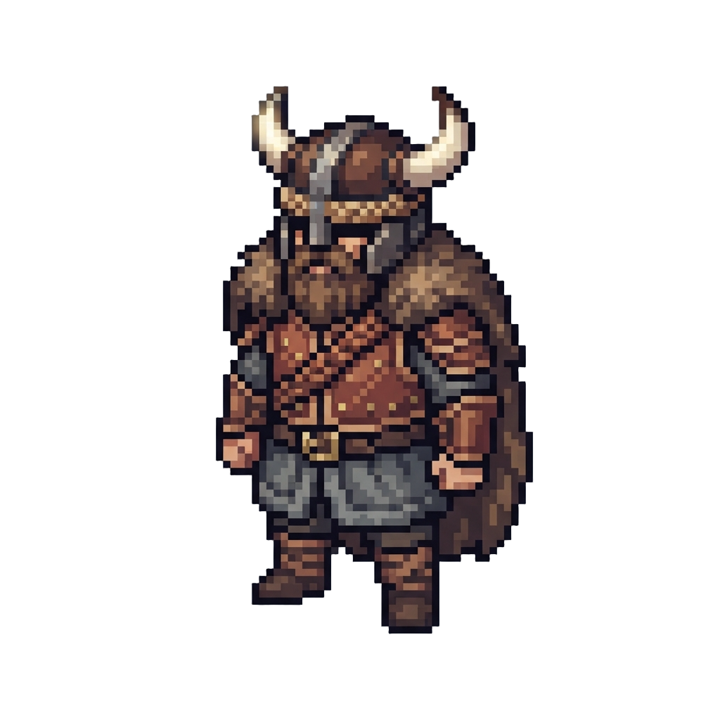 A Braided Viking Outfit with a Horned Helmet
