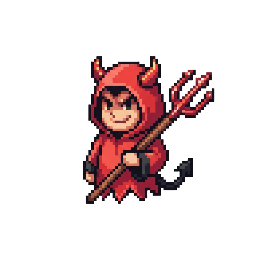 A Cheeky Devil Costume with Horns and a Pitchfork