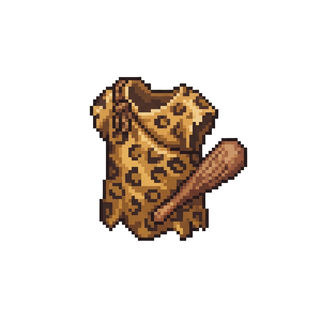 A Leopard-print Caveman Tunic with a Toy Wooden Club