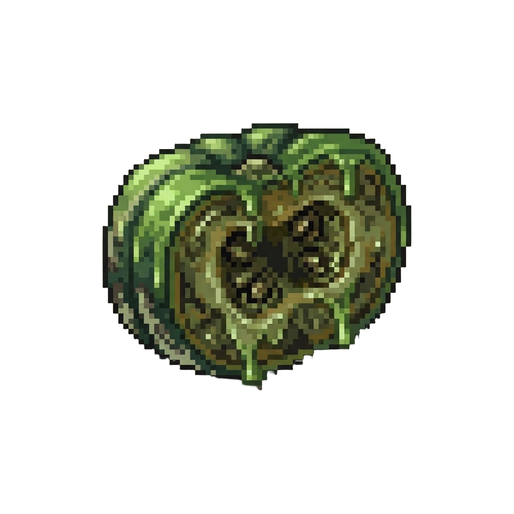 Slime-coated Rotten Green Pumpkin Slice