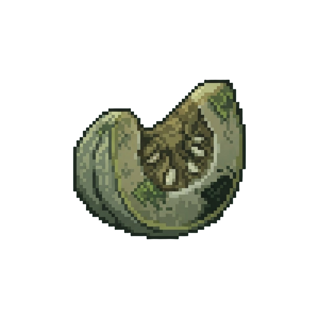 Decaying Mossy Green Pumpkin Slice