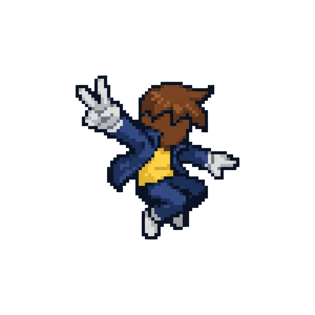 A Energetic Peace-sign Jump Freeze